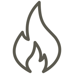 Simple black outline of a flame icon on a white background.