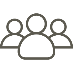 Icon of three outlined user figures representing a group or community.
